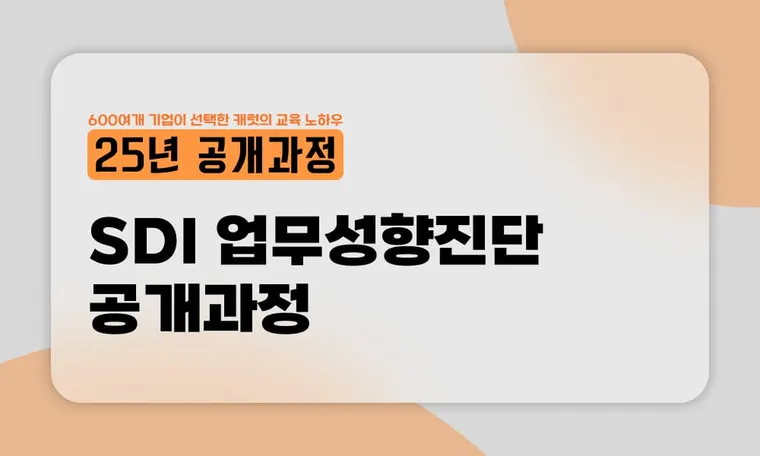 [25년 공개과정] SDI 업무성향진단 디브리핑 워크숍 & 강사 양성 워크숍