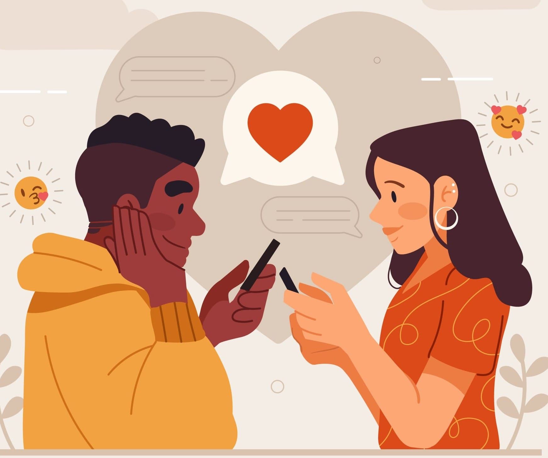 Vector illustration of two lovers separated by distance. Image source - freepik.