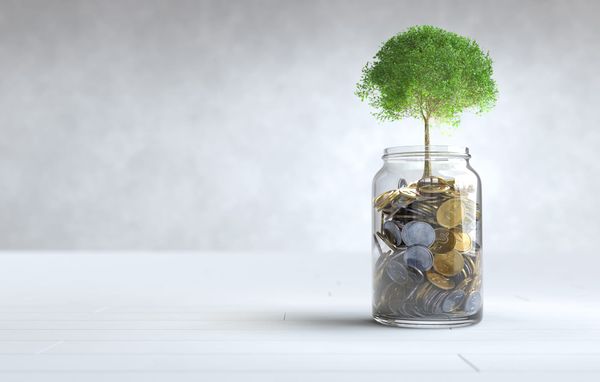 Coins growing out of a glass jar. An illustration of how investing works. Image source - freepik.