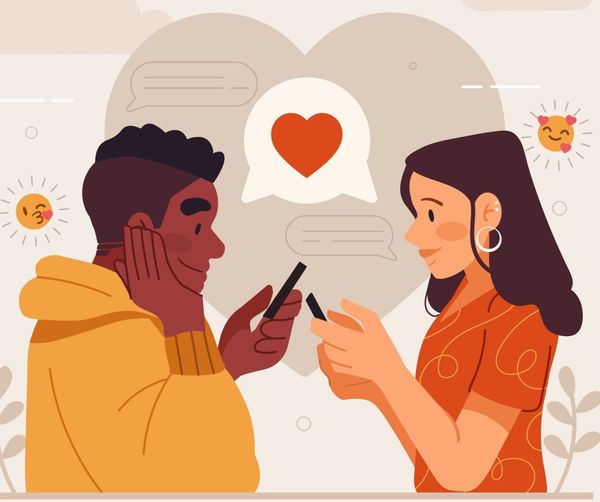 Vector illustration of two lovers separated by distance. Image source - freepik.