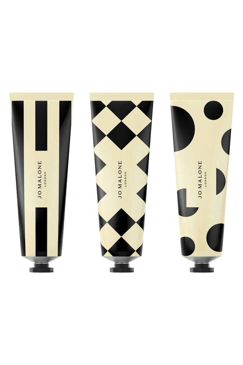 Jo Malone London hand cream trio in graphic black-and-cream tubes