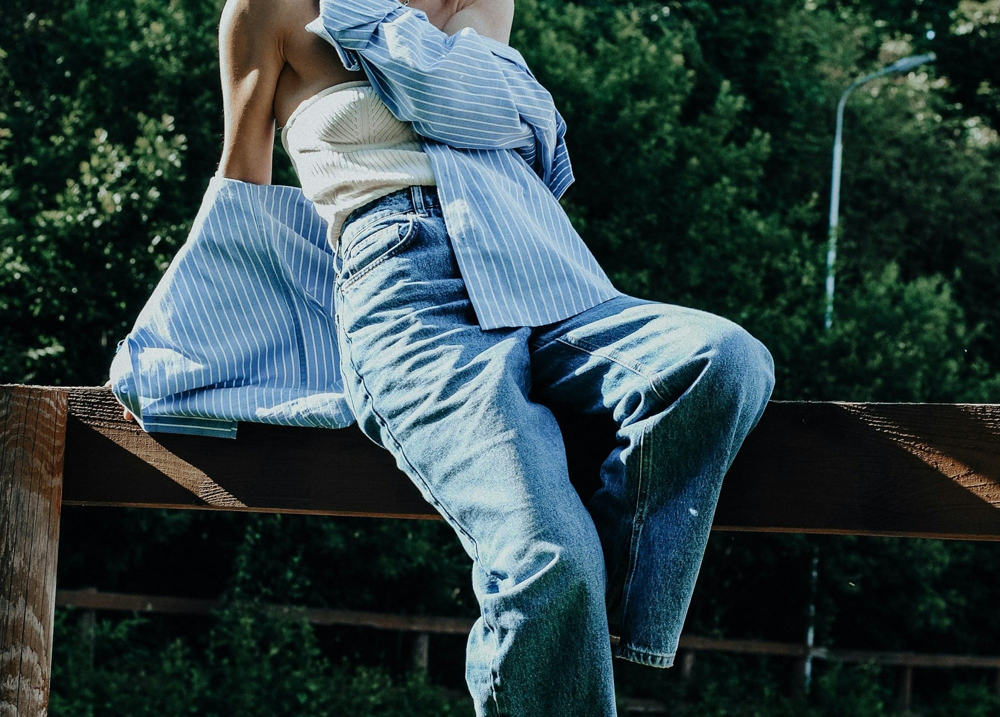 Classic straight leg denim jeans