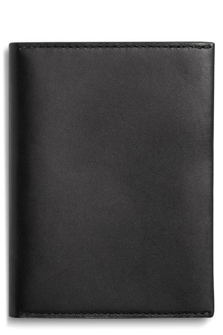 Black Shinola leather passport holder shown closed