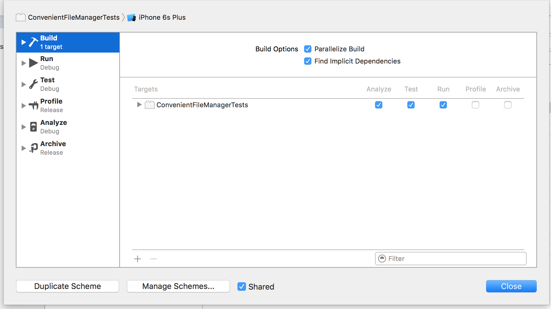 Test scheme marked as runnable