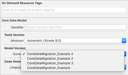 Screenshot showing switching between model versions