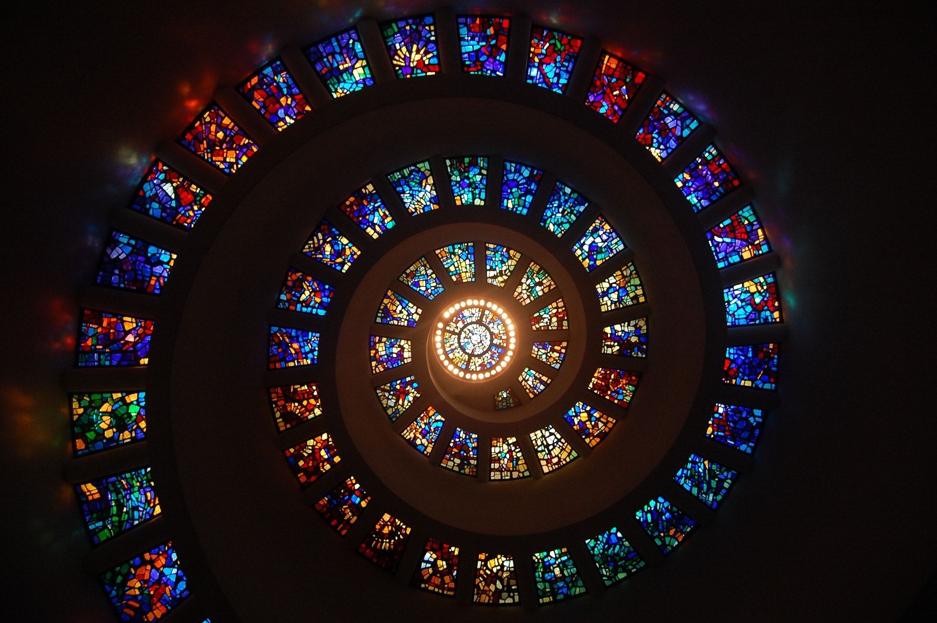 Photo of stained glass spiral
