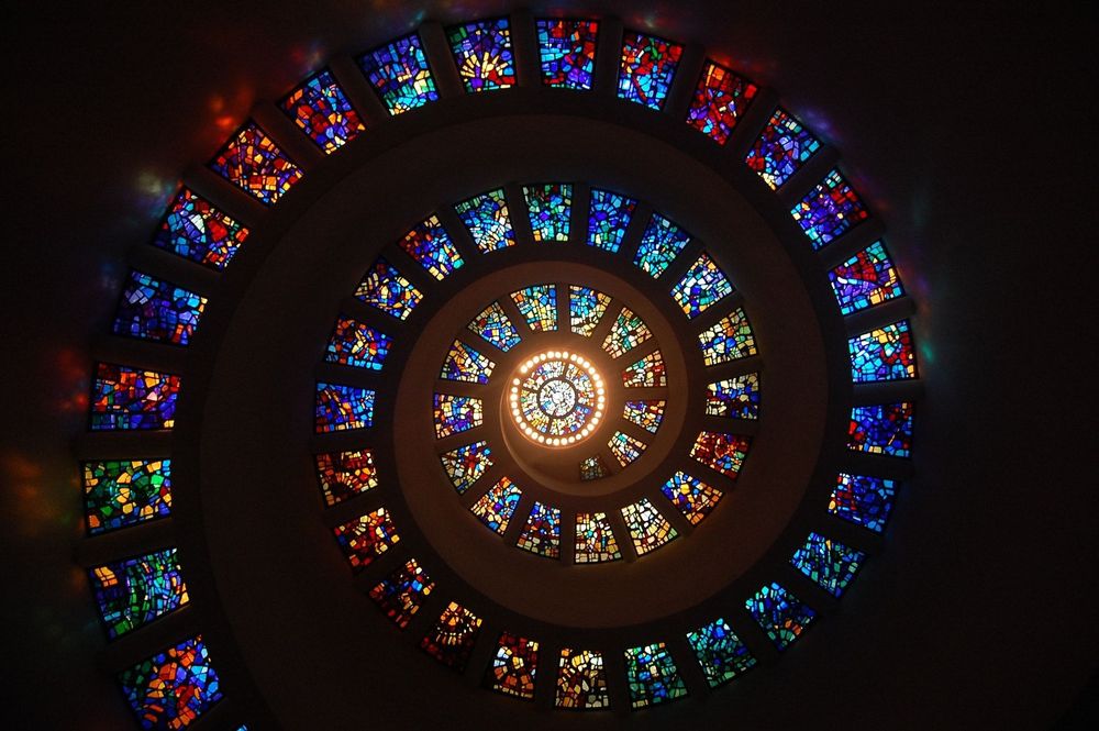 Photo of stained glass spiral