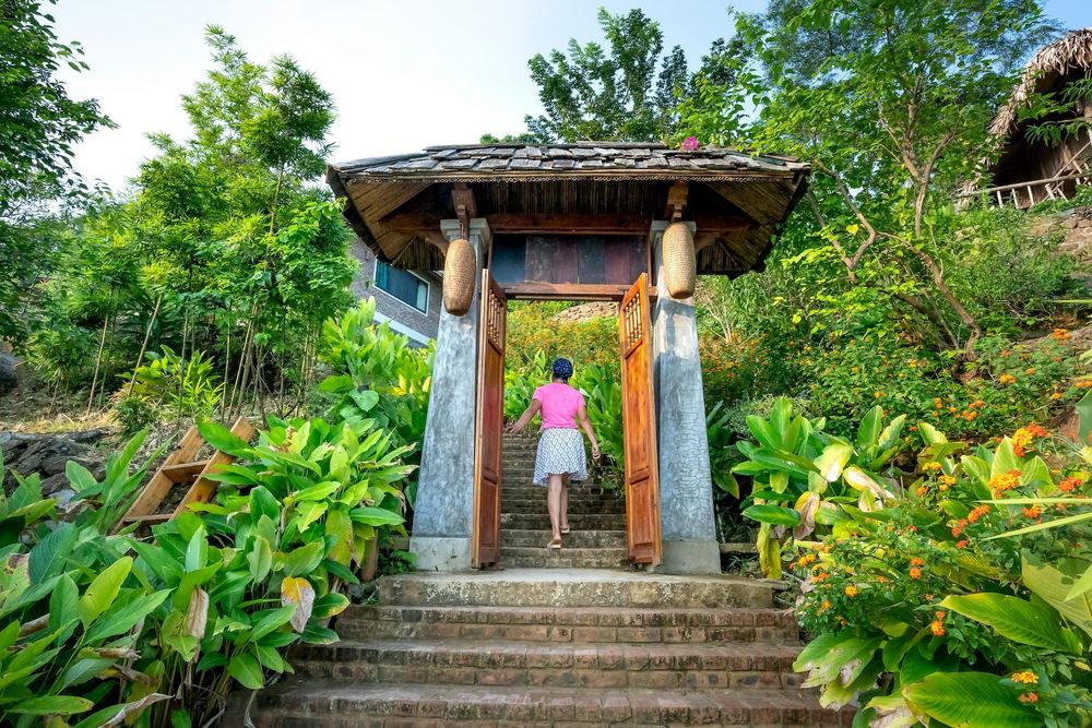 A photo of a user walking through a gate