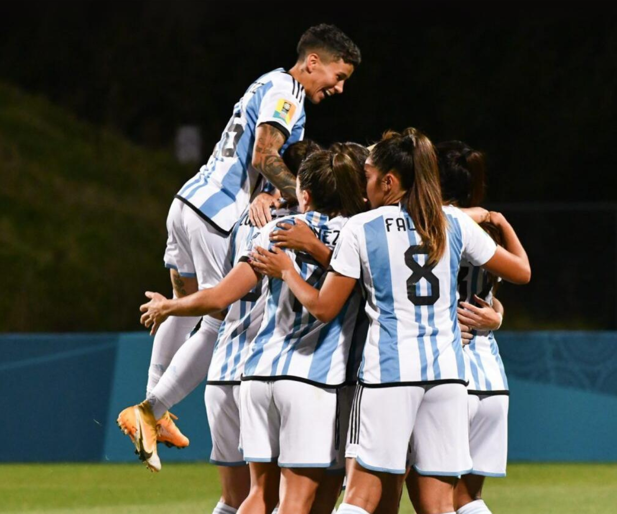 Argentina Women's National Football Team celebrates a goal, highlighting gender disparity in Latin American soccer.