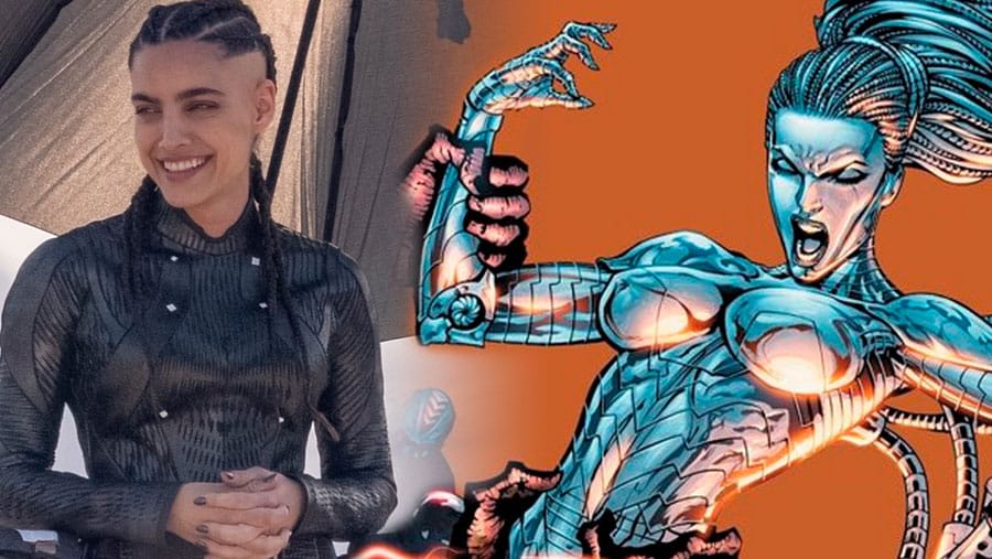 Maria Gabriela de Faría in costume for her role as The Engineer, a powerful Latina superhero in DC's Superman: Legacy.