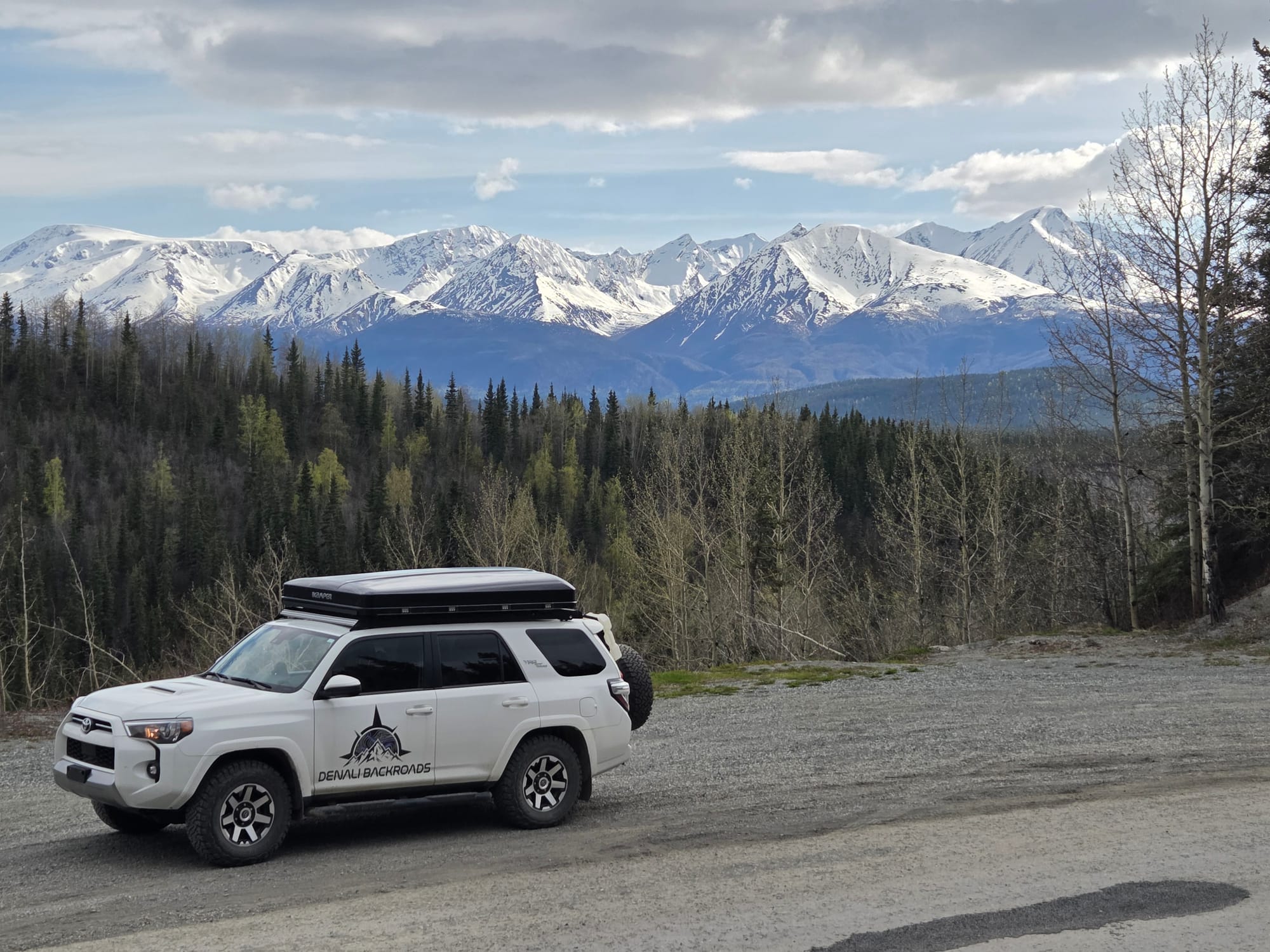 Denali Backroads 4Runner overlooking the Wrangell Mountains along the McCarthy Road in Alaska.