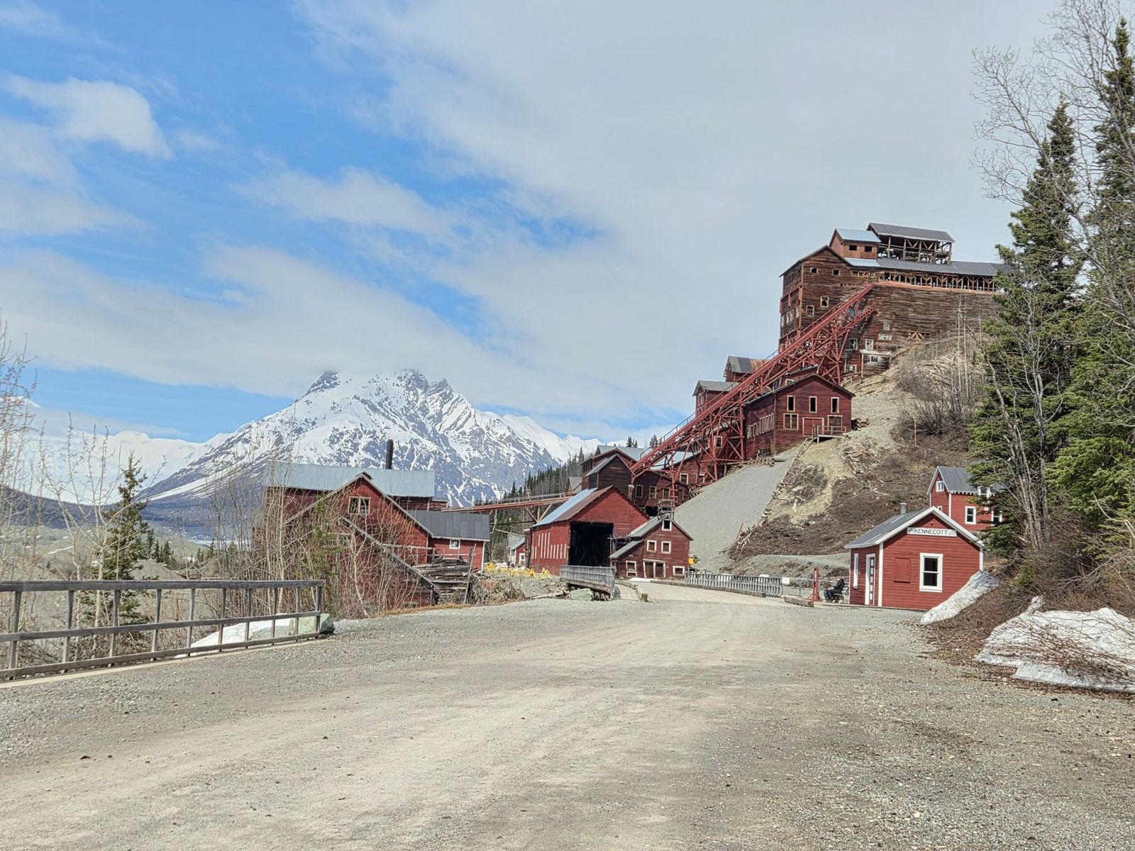 The historic Kennecott Mine mill building near McCarthy, Alaska, a National Historic Landmark located in Wrangell-St. Elias National Park and accessible via the McCarthy Road.
