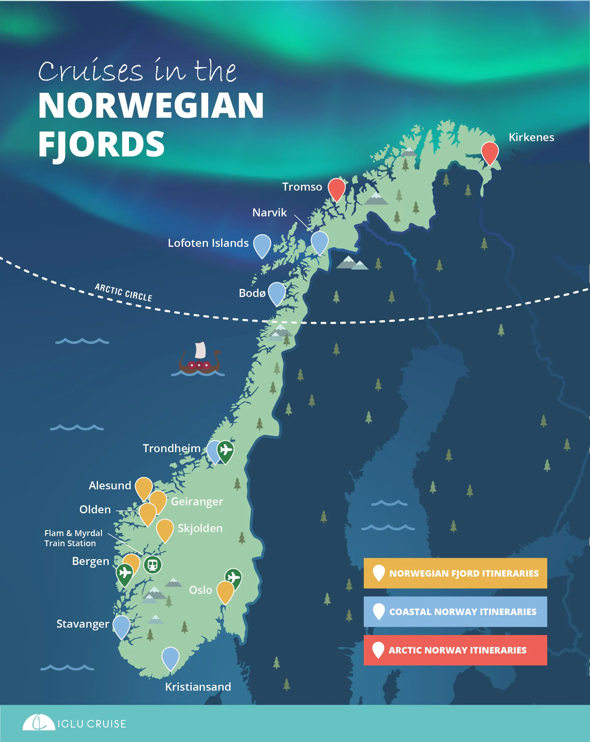 Norwegian Fjords cruise ports map
