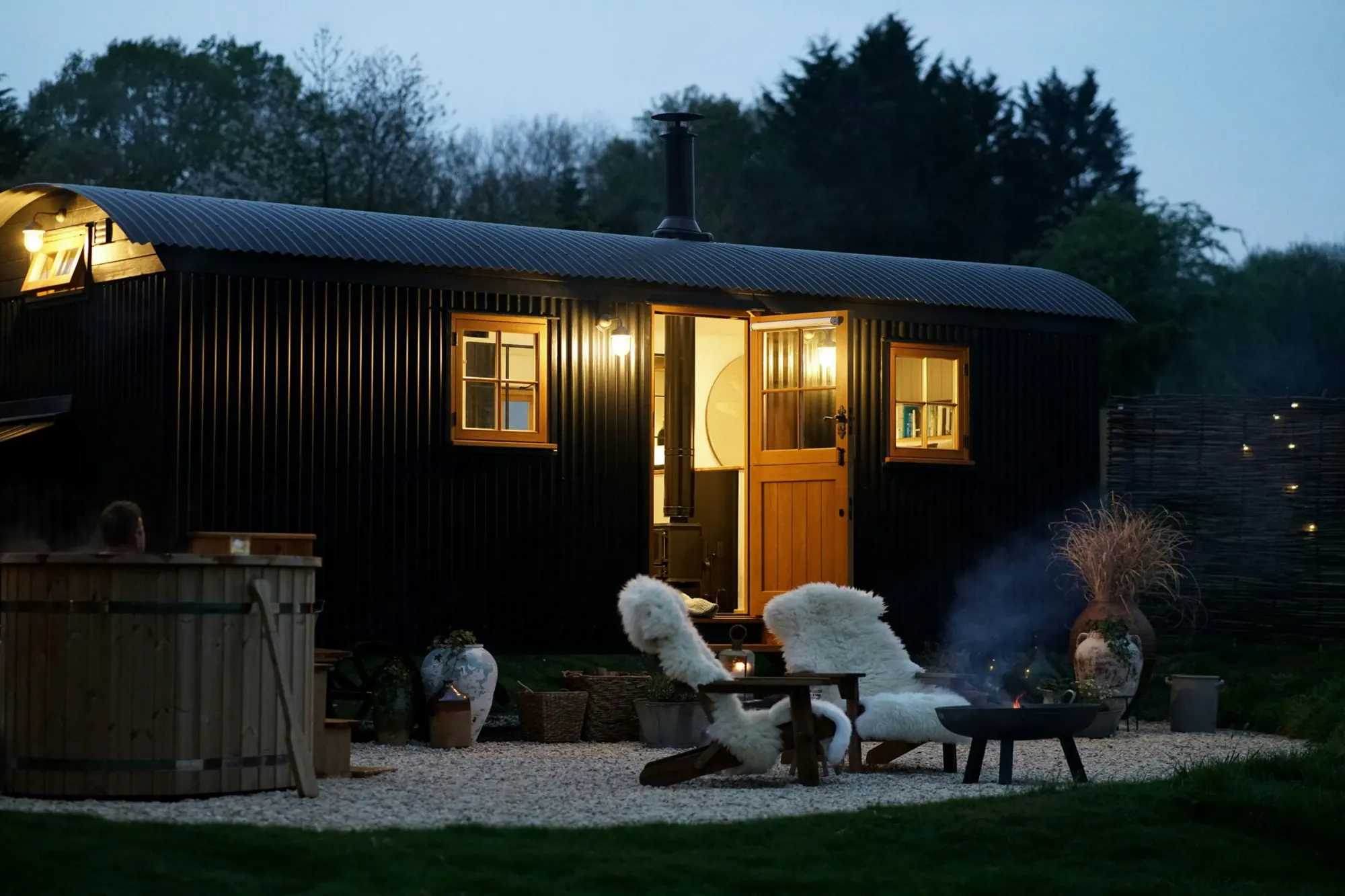 A shepherd's hut in the countryside