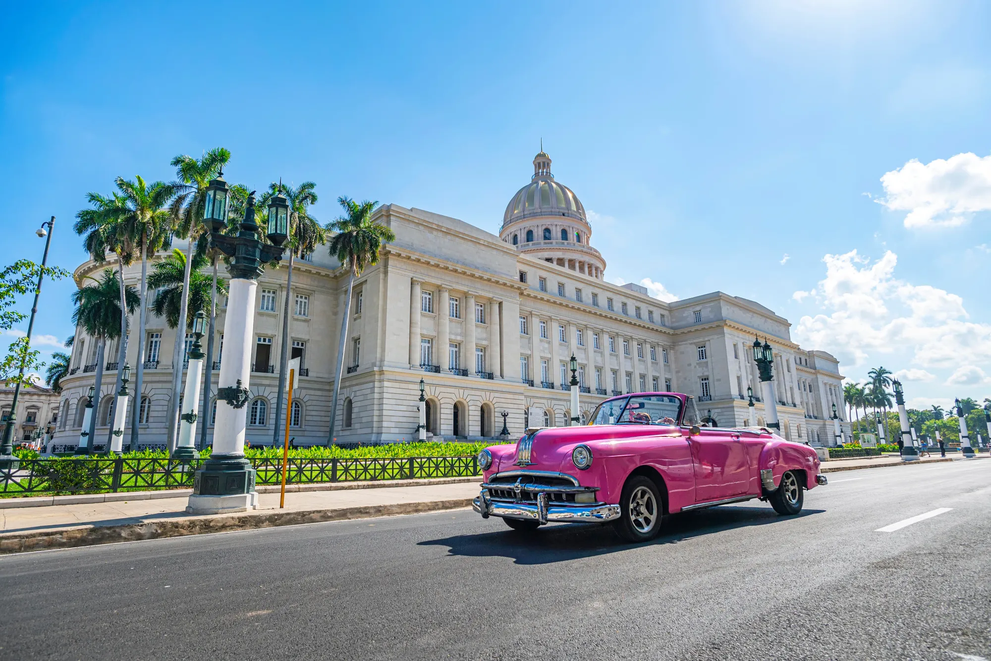 Vintage American car in Old Town Havana, Cuba