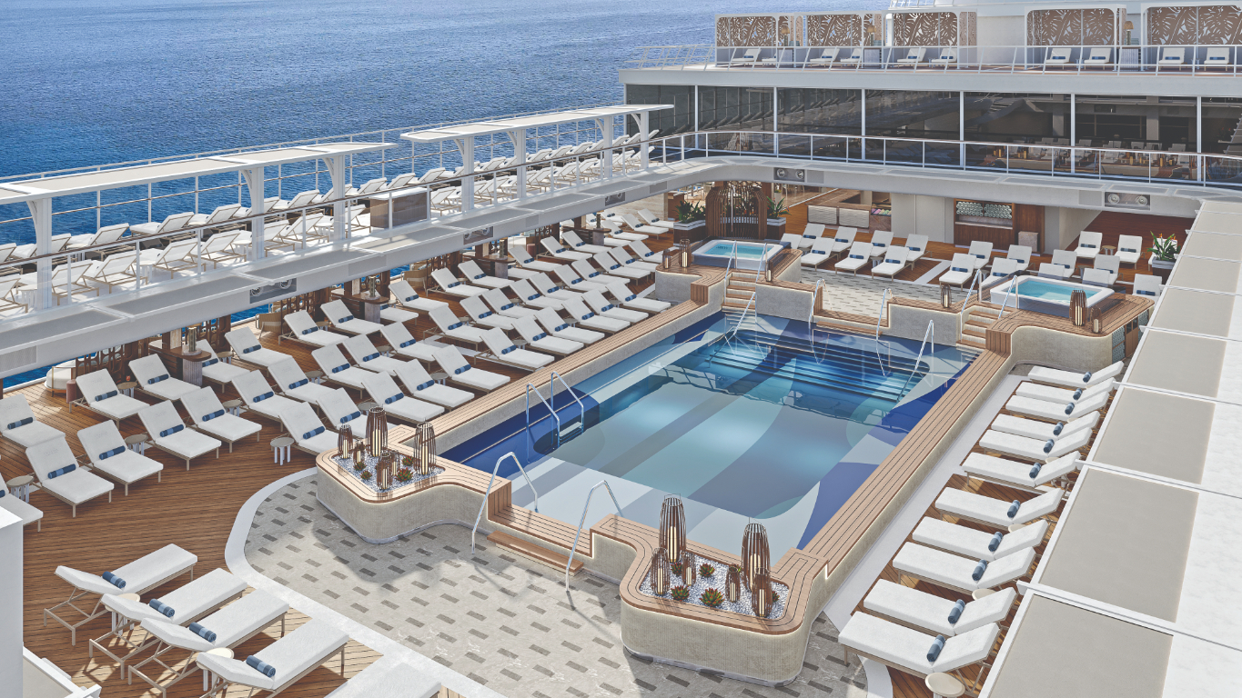 Oceania Sonata’s glistening Pool Deck