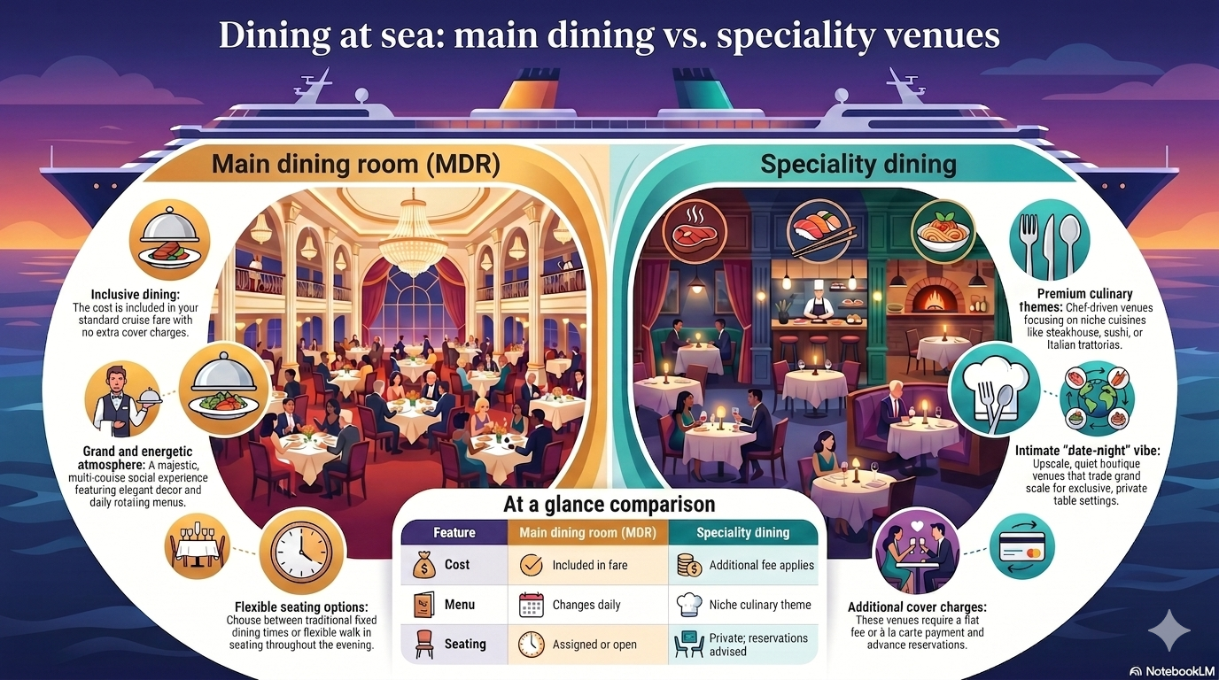 Main dining room vs. speciality venues