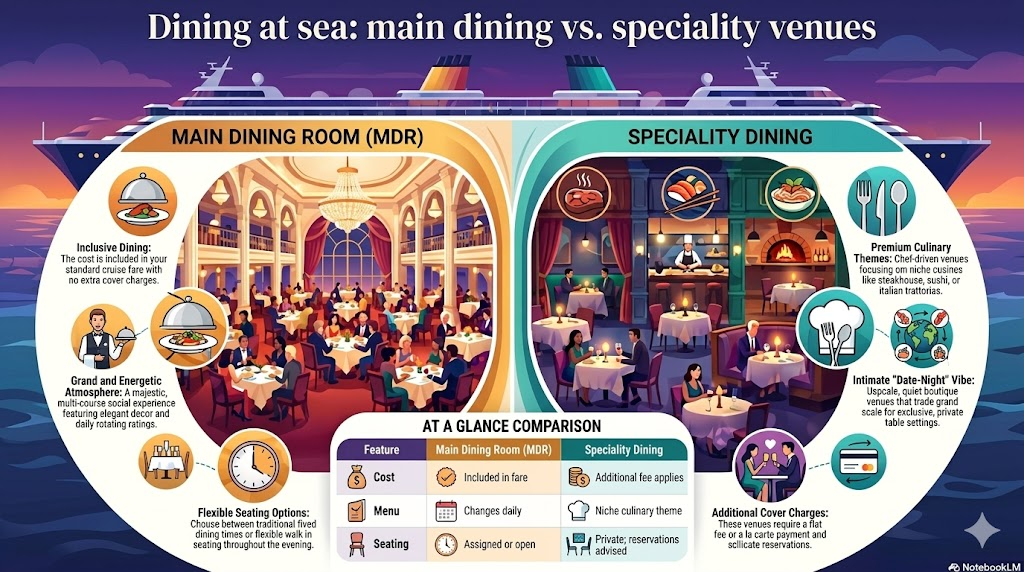 Main dining room vs. speciality venues