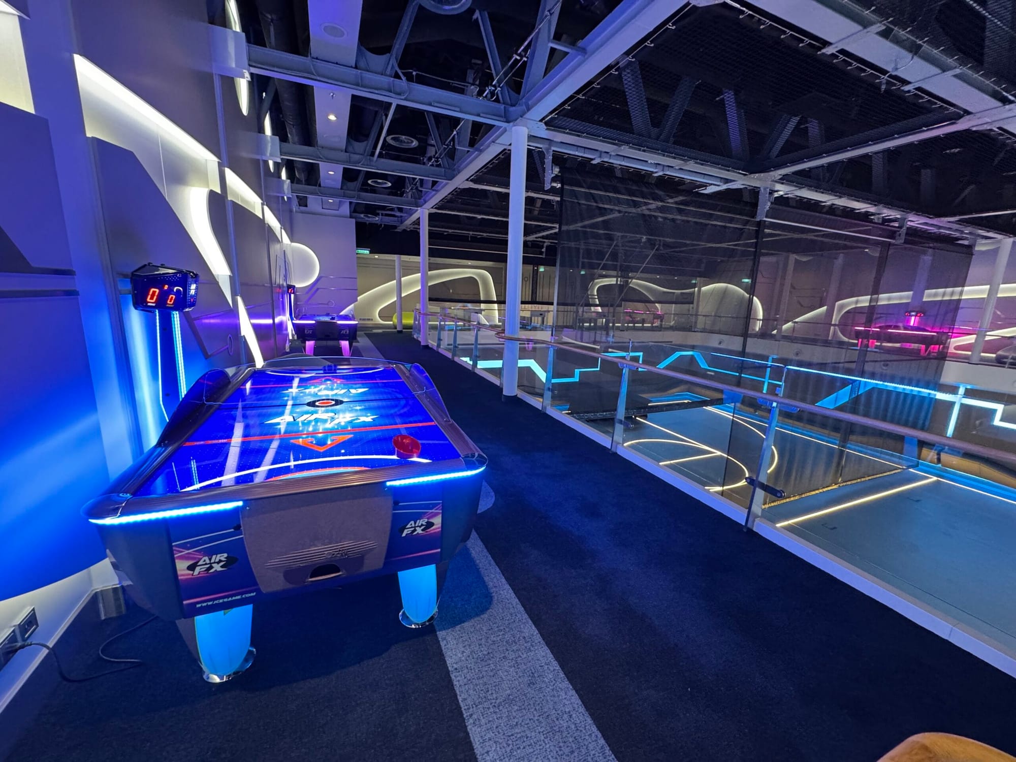 An air hockey table in the Hero Zone