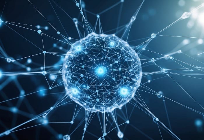 A complex web of interconnected nodes and pathways, representing the inner workings of neural networks and deep learning AI