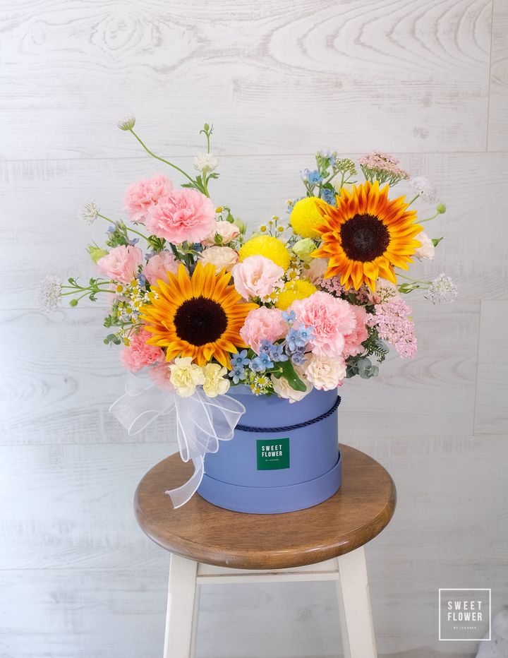 กล่องดอกไม้แสดงความยินดี มีทานตะวัน