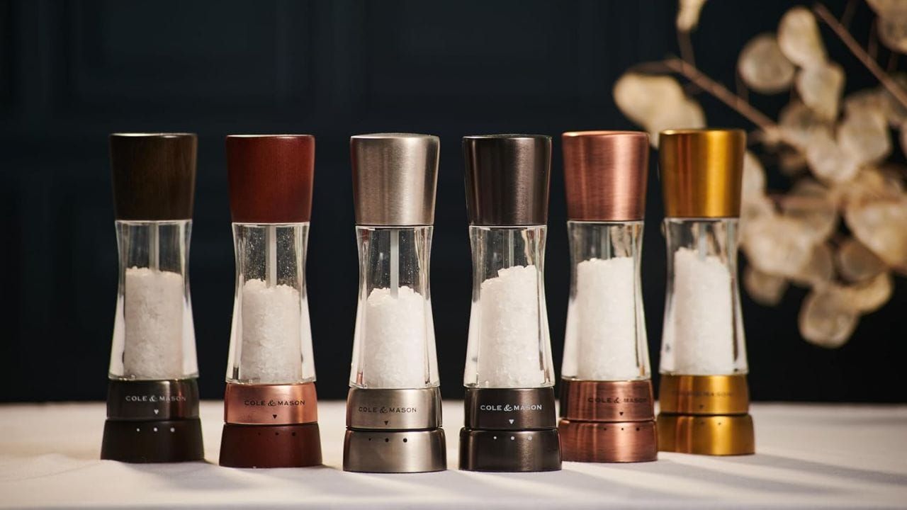 Cole & Mason Derwent Salt and Pepper Mill Set - Premium Stainless Steel and Acrylic Grinders with Adjustable Coarseness