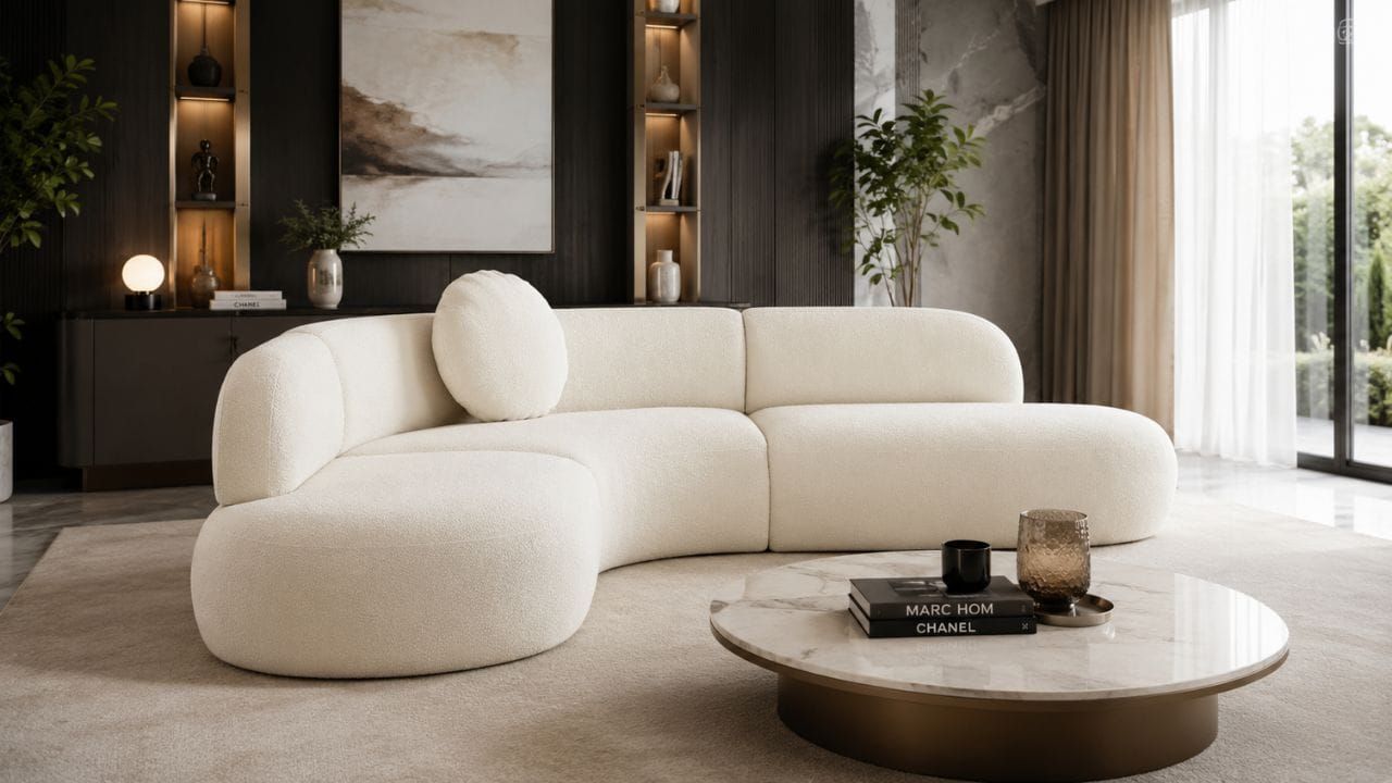 TOV Furniture Broohah Cream Boucle Sectional: Modern Luxury Comfort