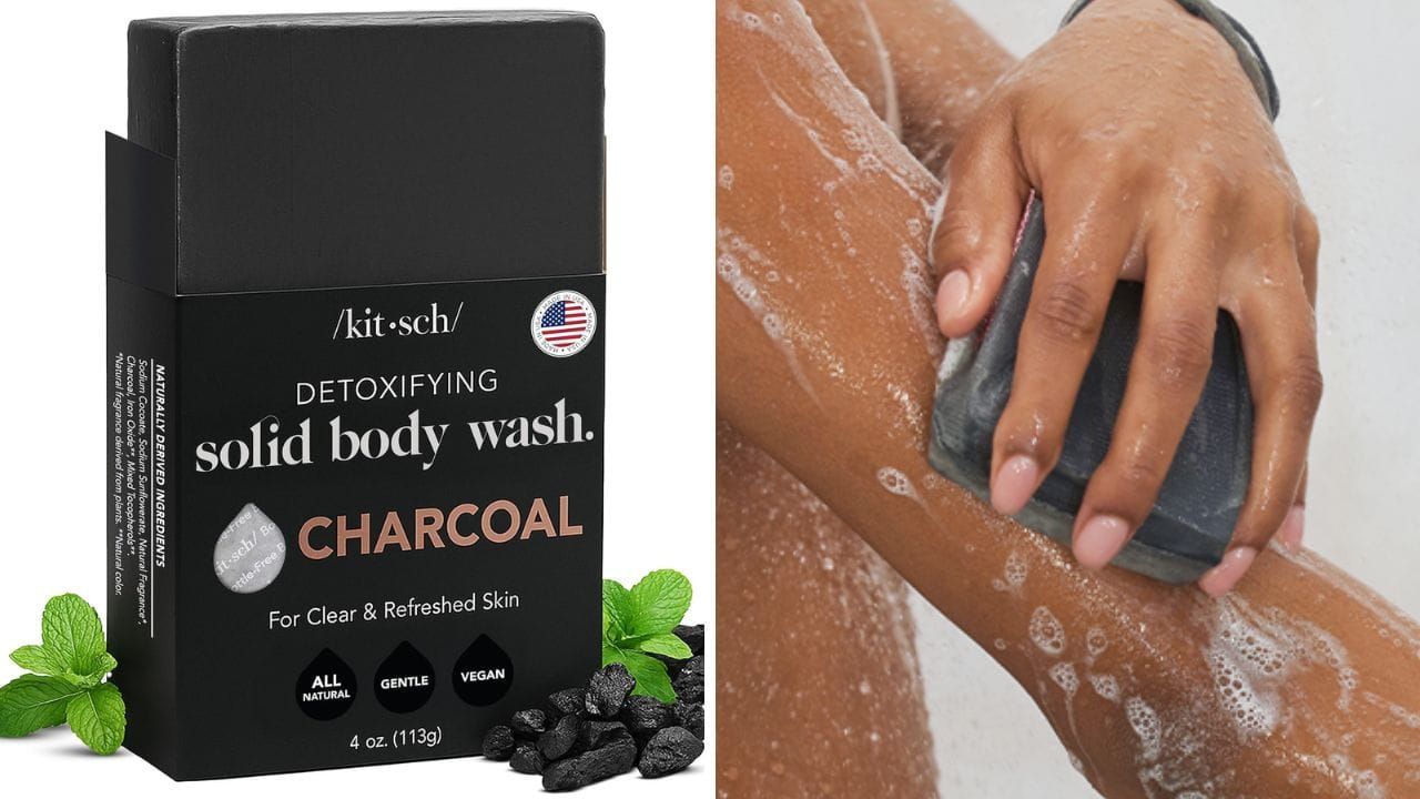 Charcoal Soap: Kitsch Charcoal Soap Body Wash Bar for Deep Cleansing and Skin Revitalization