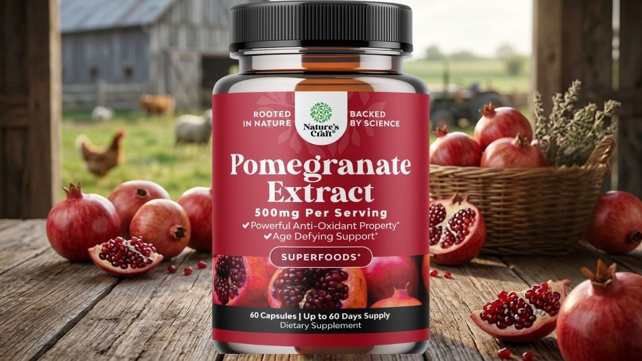 Nature's Craft Pomegranate Extract Capsules: Max Strength Antioxidant & Heart Support