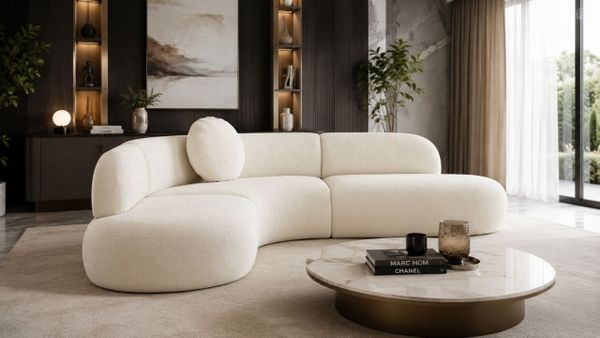 TOV Furniture Broohah Cream Boucle Sectional: Modern Luxury Comfort
