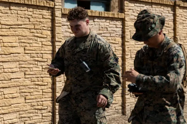 United States 1st MLG Marines use new technology during CBRN virtual training