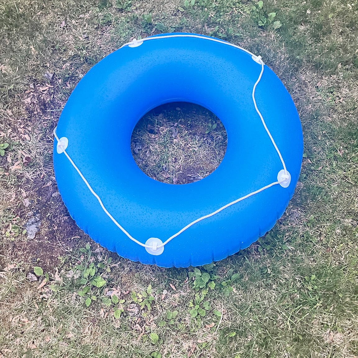 A blue floaty tube