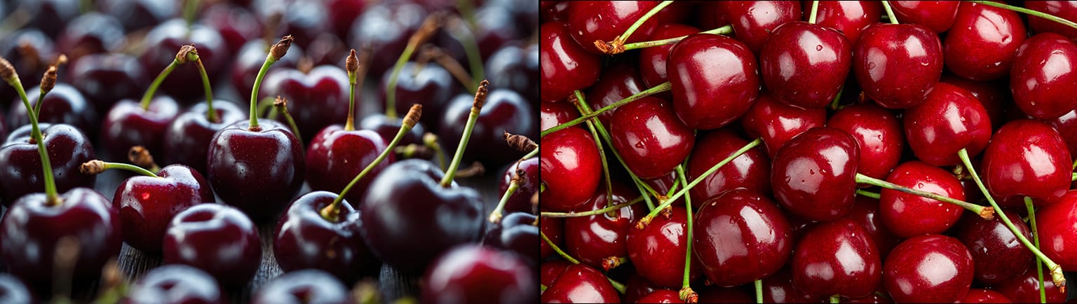 Dark and red cherries