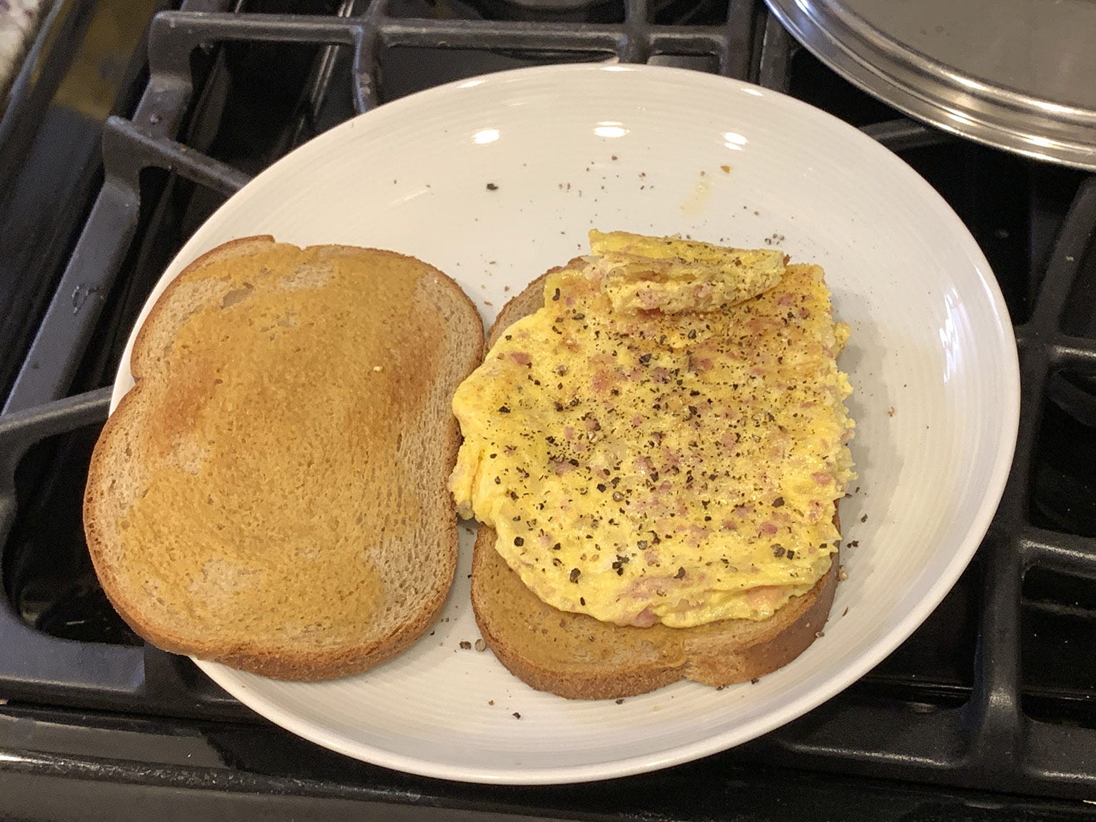 Completed sandwich, open