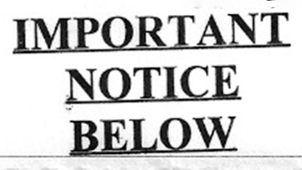 HEAVILY REPRODUCED FORM: IMPORTANT NOTICE BELOW