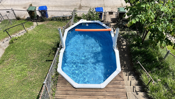 Pool full of sparkling water in my back yard
