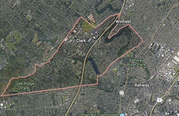 From Google maps, aerial view of Clark, NJ. Nearby locations are OAK RIDGE PARK, RAHWAY, and WINFIELD