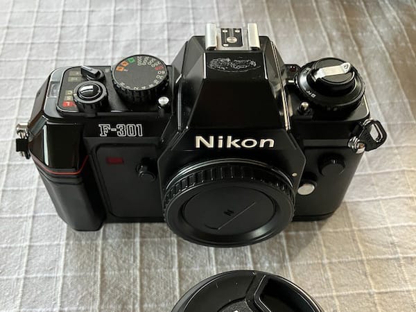Nikon F-301 35mm film camera.