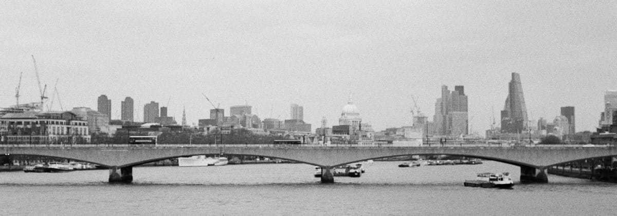 London on black and white. Ilford hp5 film.