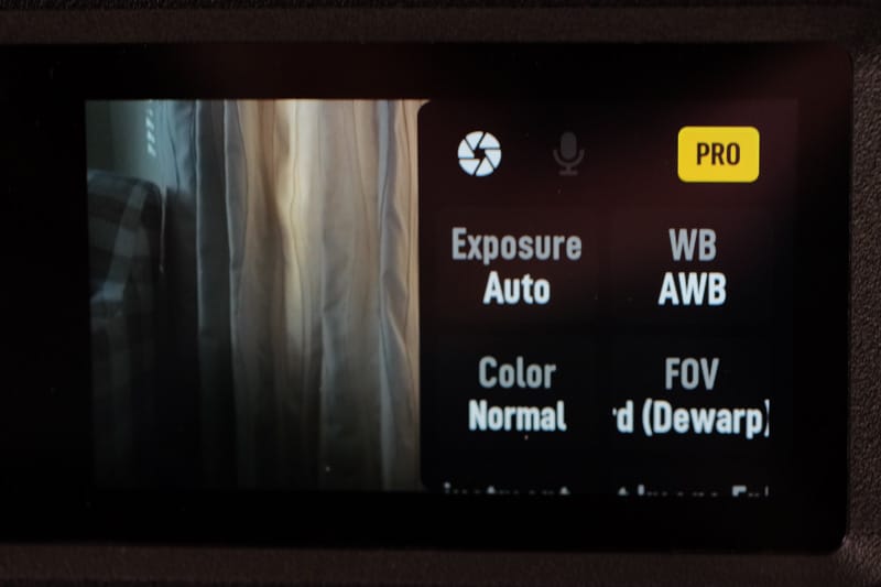 DJI Osmo Action 4 menu.