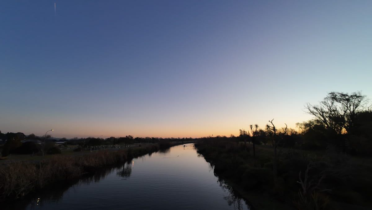 Sunset over a river.