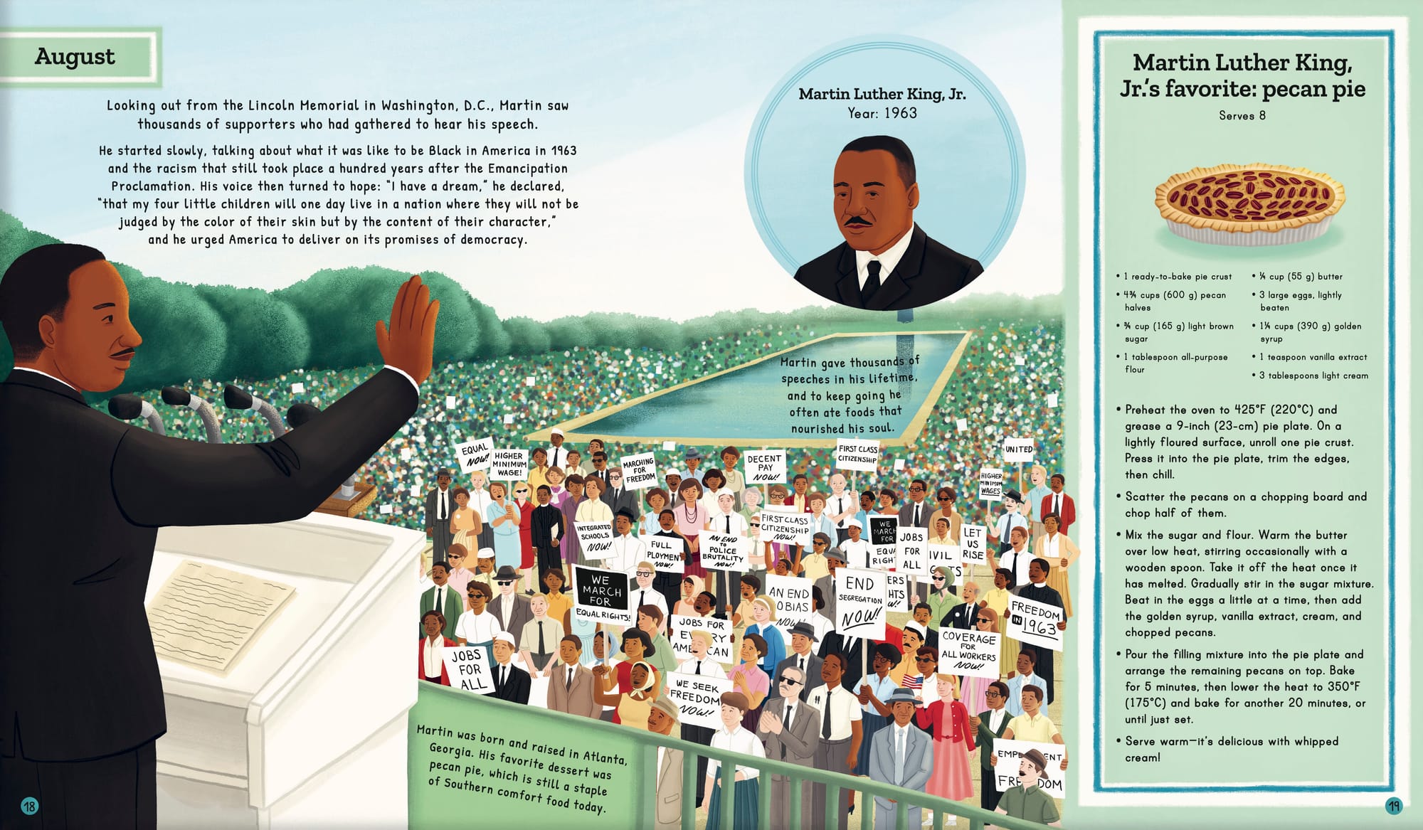 MLK at the March on Washington. Illustration by Alleanna Harris. Recipe and story by Michael Platt.