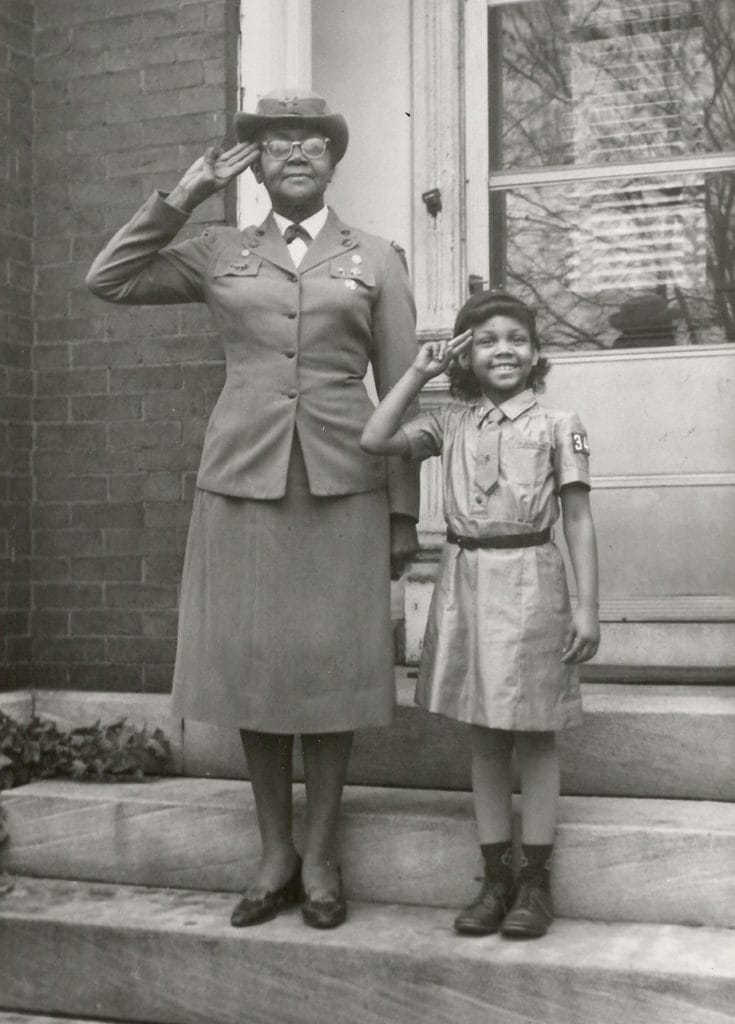 The first Black Girl Scout Troop Leader, Josephine Holloway, and her granddaughter, Nareda. 