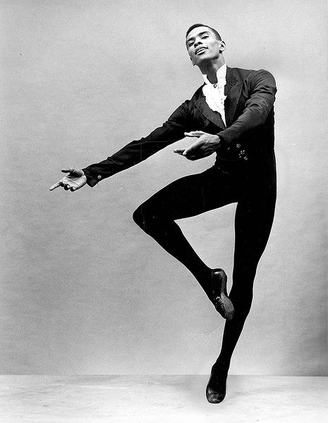 a black and white photo of the Black ballet legend Arthur Mitchell