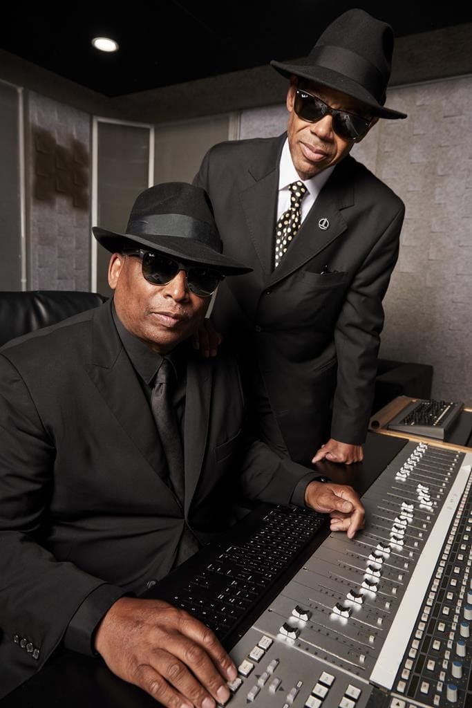 Jimmy Jam, left, and Terry Lewis pose for a portrait in New York on Monday, July 26, 2021.