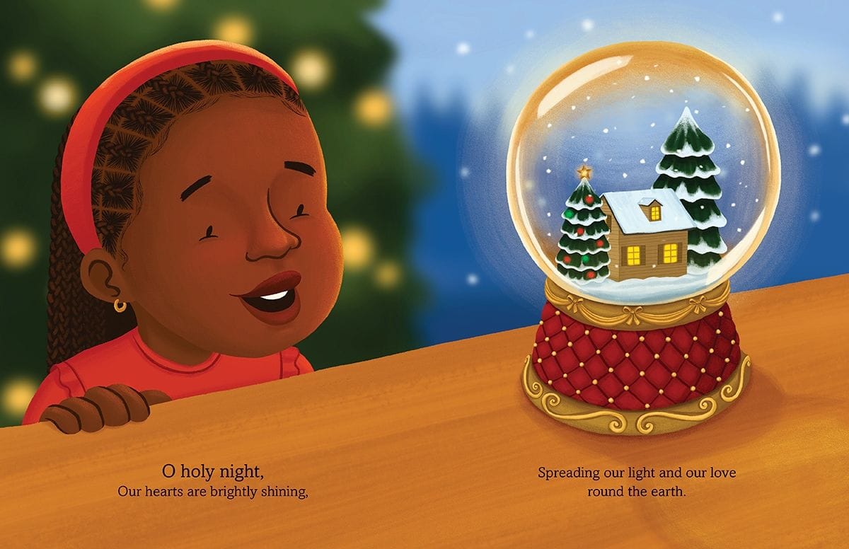 A sneak peek of the first pages of O Holy Night. Zuri looks at her snow globe in awe.