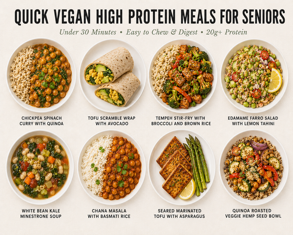 15 Quick Vegan High Protein Meals for Seniors Under 30 Minutes That Are Easy to Chew and Digest (20g+ Protein)