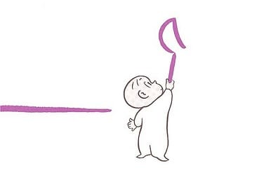 Illustration from Harold and the Purple Crayon: Harold draws the moon