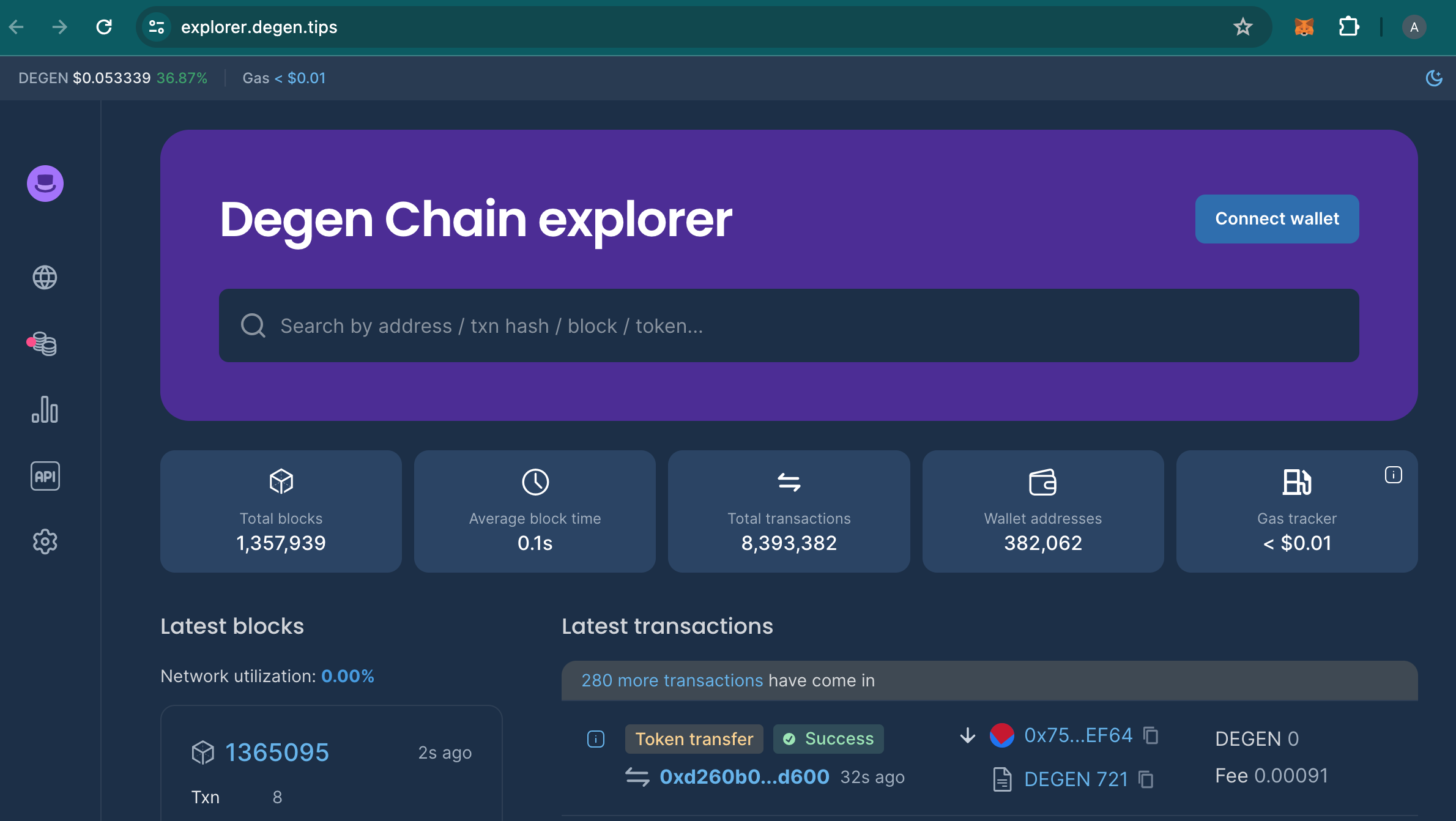 Degen Chain Blockscout explorer