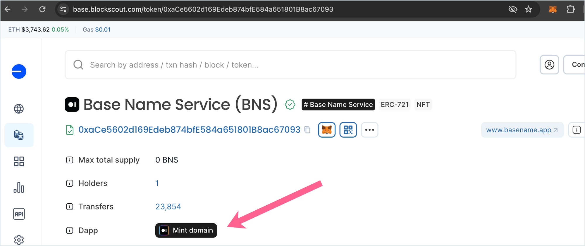 Action button for block explorer users